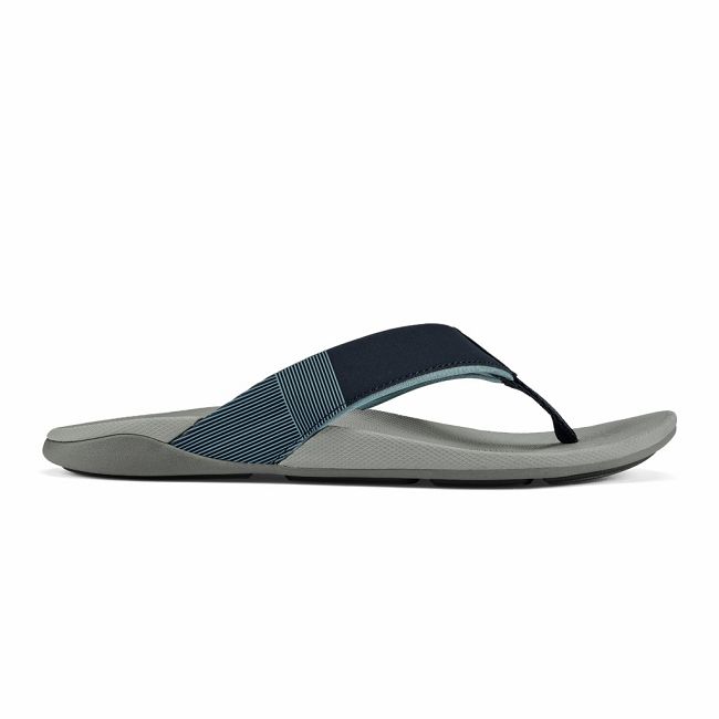 Olukai Men's Malanai Flip Flop - Ombre Blue / Sharkskin US659-310